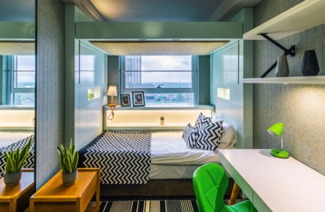 Bright residential room in a managed building